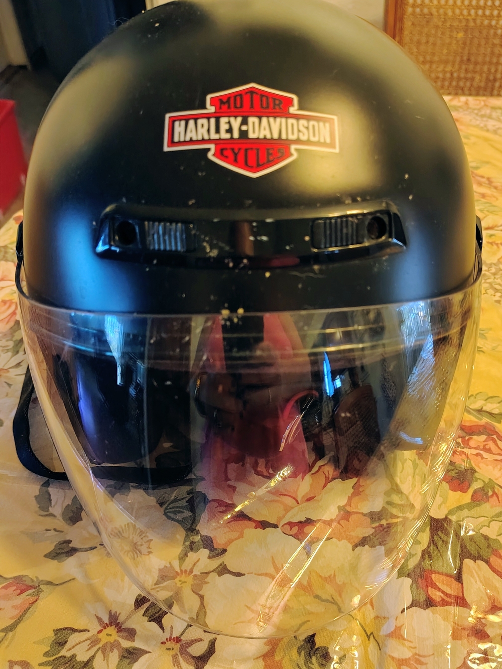 Harley-Davidson Black Open-Face Motorcycle Helmet with Clear Visor